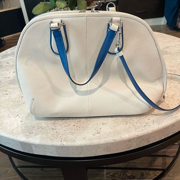 Coach ivory and blue shoulder purse leather - Picture 2 of 14